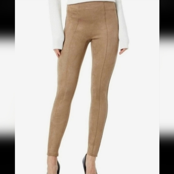 Spanx Faux Suede Leggings in Taupe/Tan Size Large - Picture 1 of 12